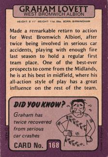 1971-72 A&BC Gum English Footballers (Purple Backs) #168 Graham Lovett Back