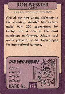 1971-72 A&BC Gum English Footballers (Purple Backs) #176 Ron Webster Back