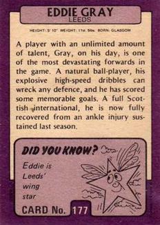 1971-72 A&BC Gum English Footballers (Purple Backs) #177 Eddie Gray Back