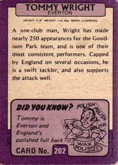 1971-72 A&BC Gum English Footballers (Purple Backs) #202 Tommy Wright Back