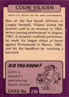 1971-72 A&BC Gum English Footballers (Purple Backs) #236 Colin Viljeon Back