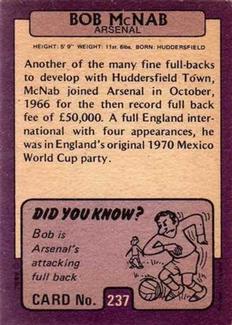 1971-72 A&BC Gum English Footballers (Purple Backs) #237 Bob McNab Back