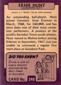 1971-72 A&BC Gum English Footballers (Purple Backs) #240 Ernie Hunt Back