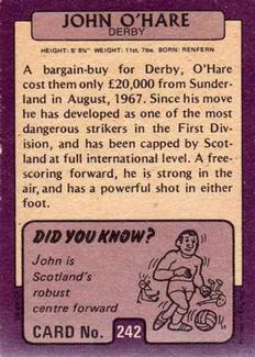 1971-72 A&BC Gum English Footballers (Purple Backs) #242 John O'Hare Back
