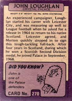 1971-72 A&BC Gum English Footballers (Purple Backs) #270 John Loughlan Back