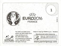 2016 Panini UEFA Euro Stickers #1 EURO 2016 Logo Back