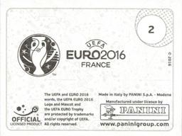 2016 Panini UEFA Euro Stickers #2 EURO 2016 Logo Back