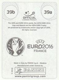 2016 Panini UEFA Euro Stickers #39a / 39b Raphaël Varane / Laurent Koscielny Back