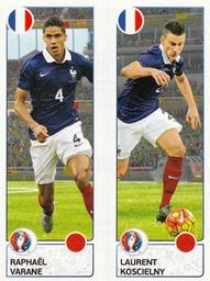 2016 Panini UEFA Euro Stickers #39a / 39b Raphaël Varane / Laurent Koscielny Front