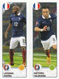 2016 Panini UEFA Euro Stickers #41a / 41b Lassana Diarra / Mathieu Valbuena Front