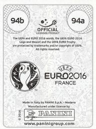 2016 Panini UEFA Euro Stickers #94a / 94b Ermir Lenjani / Sokol Çikalleshi Back
