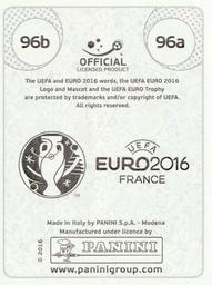 2016 Panini UEFA Euro Stickers #96a / 96b Yann Sommer / Stephan Lichtsteiner Back
