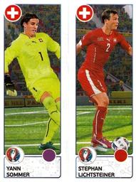 2016 Panini UEFA Euro Stickers #96a / 96b Yann Sommer / Stephan Lichtsteiner Front
