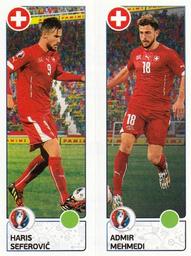 2016 Panini UEFA Euro Stickers #100a / 100b Haris Seferovic / Admir Mehmedi Front