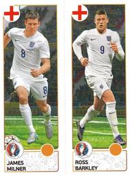 2016 Panini UEFA Euro Stickers #153a / 153b James Milner / Ross Barkley Front