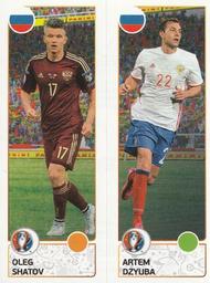 2016 Panini UEFA Euro Stickers #160a / 160b Oleg Shatov / Artem Dzyuba Front