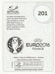 2016 Panini UEFA Euro Stickers #201 Gareth Bale Back