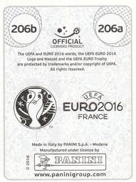 2016 Panini UEFA Euro Stickers #206a / 206b Aaron Ramsey / Hal Robson-Kanu Back