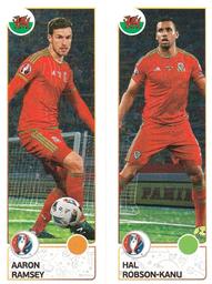2016 Panini UEFA Euro Stickers #206a / 206b Aaron Ramsey / Hal Robson-Kanu Front