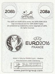 2016 Panini UEFA Euro Stickers #208a / 208b Matúš Kozáčik / Peter Pekarík Back