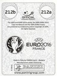 2016 Panini UEFA Euro Stickers #212a / 212b Vladimír Weiss / Adam Nemec Back