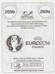 2016 Panini UEFA Euro Stickers #269a / 269b Yevhen Khacheridi / Yaroslav Rakitskiy Back