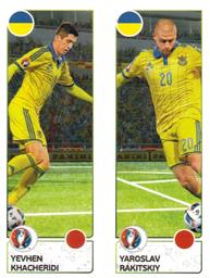 2016 Panini UEFA Euro Stickers #269a / 269b Yevhen Khacheridi / Yaroslav Rakitskiy Front