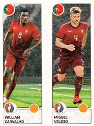 2016 Panini UEFA Euro Stickers #601a / 601b William Carvalho / Miguel Veloso Front