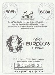 2016 Panini UEFA Euro Stickers #608a / 608b Kolbeinn Sigthórsson / Jón Dadi Bödvarsson Back