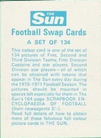 1970 The Sun Football Swap Cards #9 Team Photo Back
