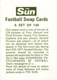 1970 The Sun Football Swap Cards #95 Neil Martin Back