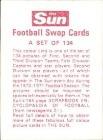 1970 The Sun Football Swap Cards #99 Terry Poole Back
