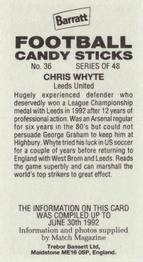 1992-93 Barratt Football Candy Sticks #36 Chris Whyte Back