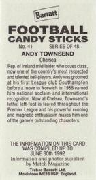 1992-93 Barratt Football Candy Sticks #41 Andy Townsend Back