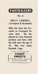 1959 Cadet Sweets Footballers #4 Billy Liddell Back