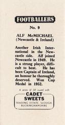 1959 Cadet Sweets Footballers #9 Alf McMichael Back
