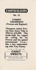 1959 Cadet Sweets Footballers #11 Tommy Thompson Back