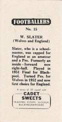 1959 Cadet Sweets Footballers #15 Bill Slater Back