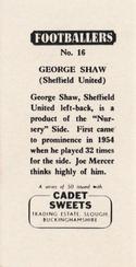 1959 Cadet Sweets Footballers #16 George Shaw Back