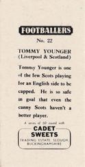 1959 Cadet Sweets Footballers #22 Tommy Younger Back