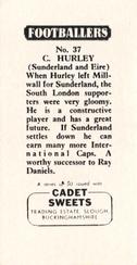 1959 Cadet Sweets Footballers #37 Charlie Hurley Back