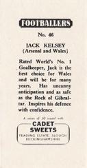 1959 Cadet Sweets Footballers #46 Jack Kelsey Back