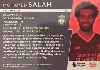 2018 Topps Platinum Premier League - Purple #150 Mohamed Salah Back