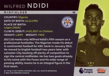 2018 Topps Platinum Premier League - Red #42 Wilfred Ndidi Back