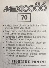 1986 Panini World Cup Stickers #70 Stoycho Mladenov Back