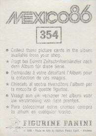 1986 Panini World Cup Stickers #354 Soren Lerby Back