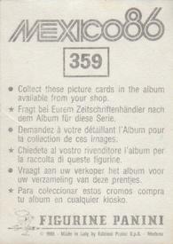 1986 Panini World Cup Stickers #359 Klaus Berggreen Back