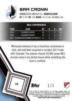 2018 Topps MLS - Black #16 Sam Cronin Back