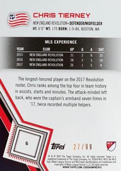 2018 Topps MLS - Blue #6 Chris Tierney Back