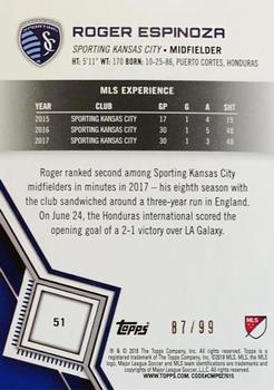2018 Topps MLS - Blue #51 Roger Espinoza Back